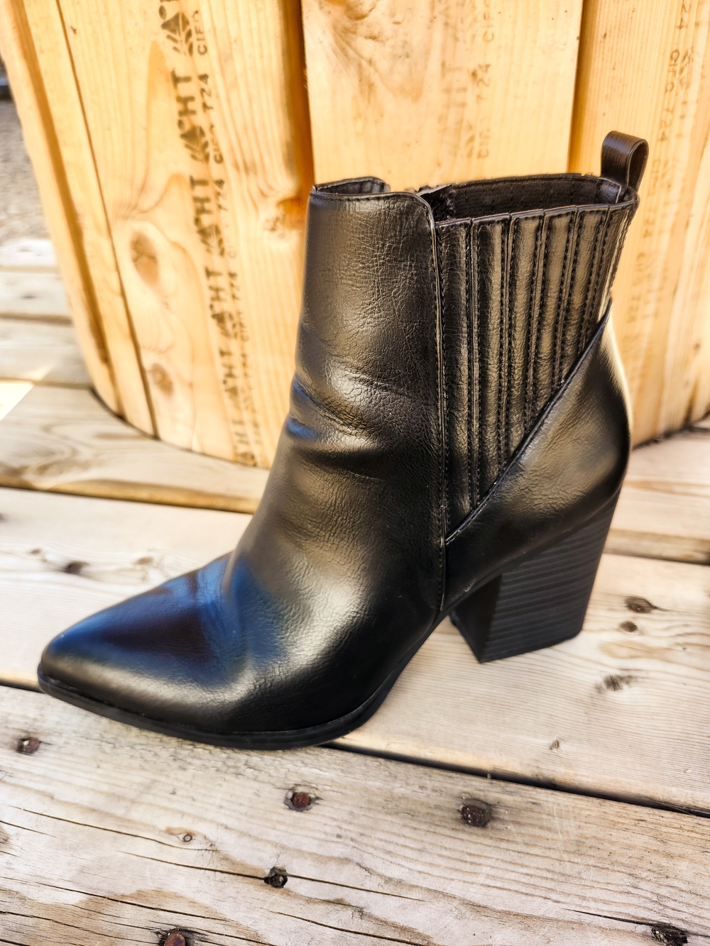 Esprit Noelle Black Ankle Boots Size 8 Side Zip Block Heel Booties